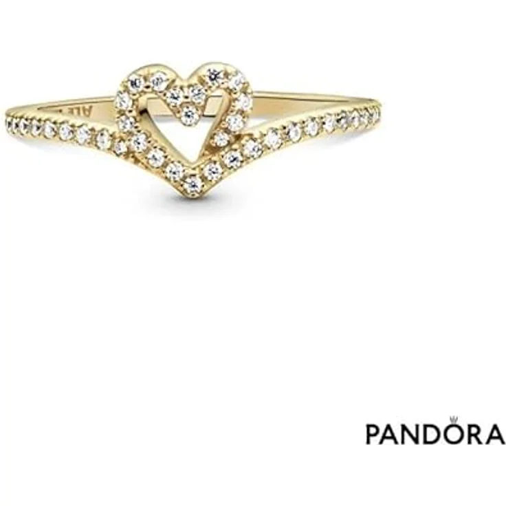 PANDORA SHINE Ring Timeless "Glitzerndes Herz", 14k gelbvergoldet mit Zirkonia, Größe 58 – Bild 3