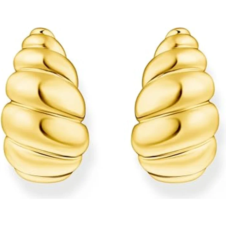 Thomas Sabo Paar Ohrstecker, organisches Design, gedreht, gelbgoldfarben vergoldet, Silber 925, 24 mm – Bild 3