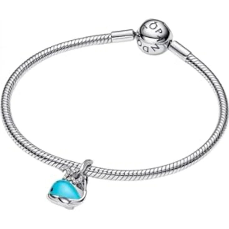 PANDORA Moments Türkisfarbener Wal Charm-Anhänger aus Sterling Silber mit Zirkonia und Emaille-Augen, kompatibel mit ME und Moments Kollektion, 793822C01 – Bild 4