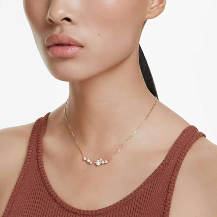 Swarovski Constella 5729504 Kristall Perlenkette, 38-48 cm, Roségold-Ton, weiß mit Zirkonia und Schiebekugelverschluss – Bild 5