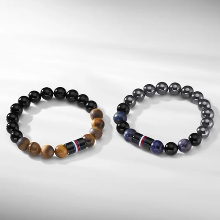 Tommy Hilfiger Jewelry Armband mit Sodalith-, Hämatit- und schwarzem Onyx, maskulines Design, 18,5 cm Innenumfang – Bild 4
