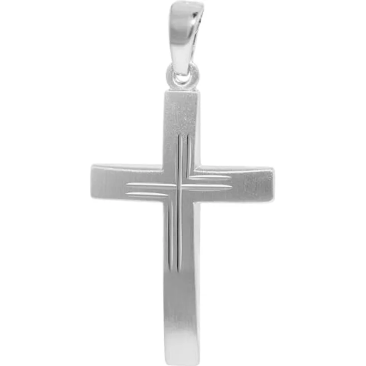 trendor Kreuz-Anhänger für Herren 925 Silber, seidenmatt, 24 x 16 mm, rhodiniert, made in Germany