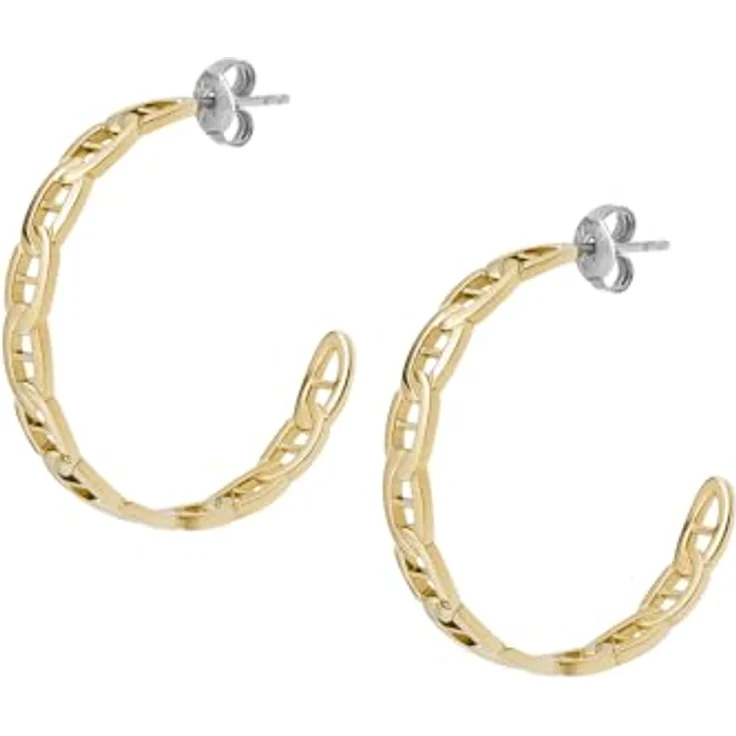 Fossil Damen Ohrringe aus goldfarbenem Edelstahl, Poliertes Finish mit Pfostenverschluss – Bild 4