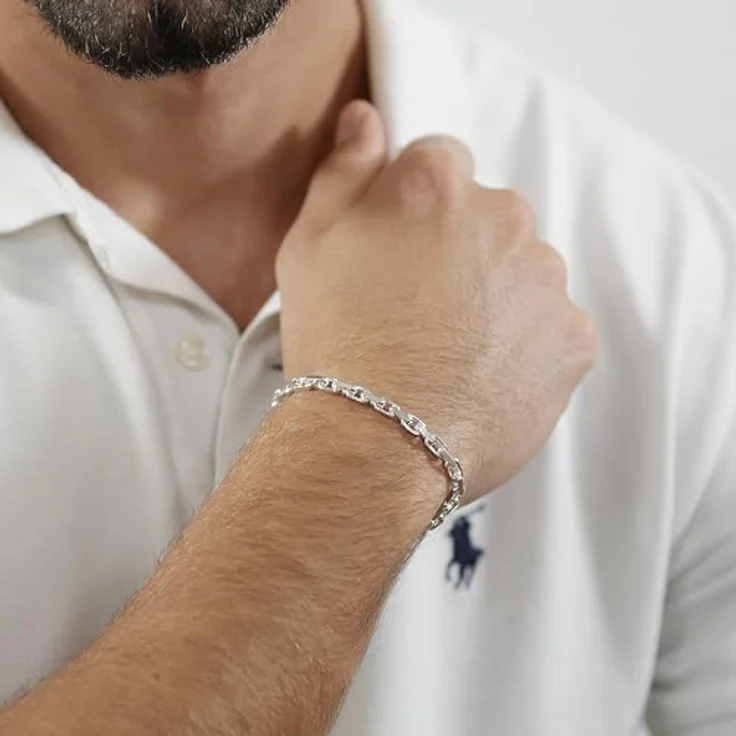 trendor Armband für Männer 925 Sterlingsilber Ankerkette, 21 cm lang, 4,5 mm breit, hochwertiger Silberschmuck – Bild 2
