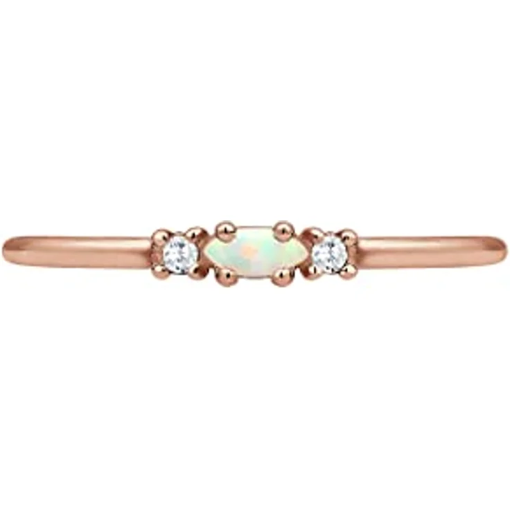 Elli Vintage Damenring mit Zirkonia Kristallen und Opal, 925 Sterling Silber rosévergoldet – Bild 2