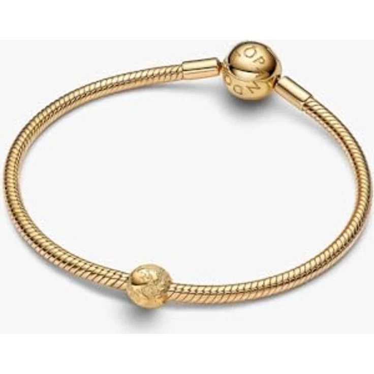 PANDORA Charm Strukturierter Globus Mini, goldfarbenes Bead mit einzigartigem Design – Bild 4