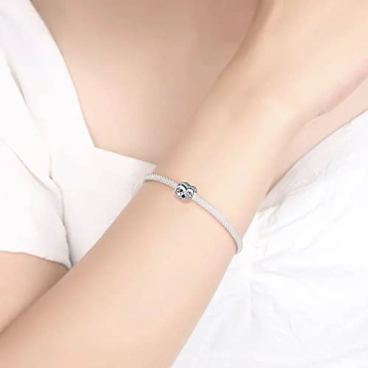 BIZK Unendlichkeit Herz Geburtsstein Charm Anhänger, 925 Sterling Silber, für April, Geschenk für Armband und Halskette – Bild 4