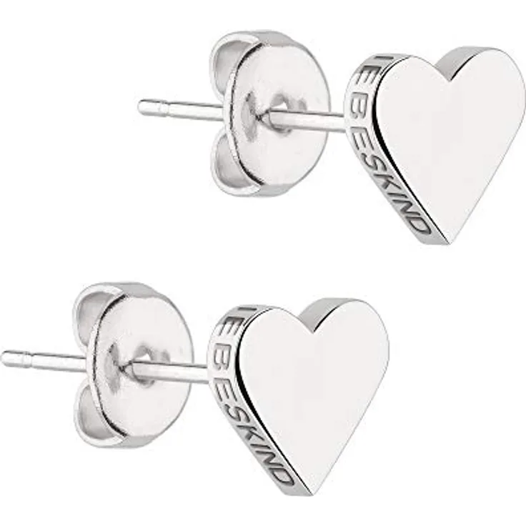 Liebeskind Berlin Ohrstecker LJ-0500-E-08, Herz Ohrstecker aus poliertem Edelstahl, Silber, 7 mm