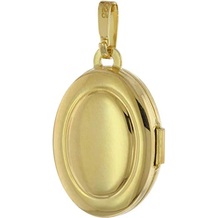 trendor Medaillon 333 Gelbgold mit vergoldeter Silberkette, 15x11 mm, zum Aufbewahren von 2 Fotos, 42 cm – Bild 2