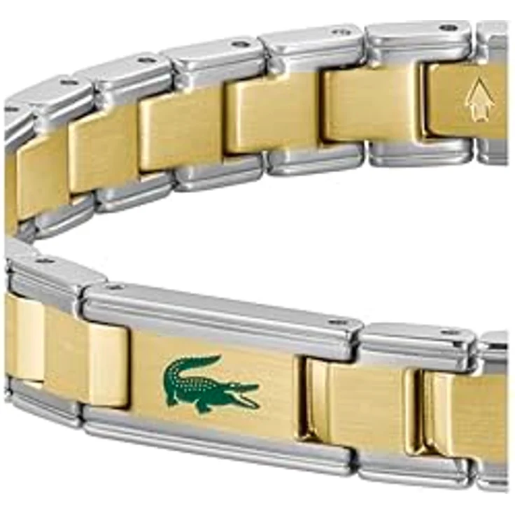 Lacoste Gliederarmband METROPOLE EDGE, Edelstahl mit IP-Vergoldung in Gelbgold, 190 mm, H-Glieder-Konstruktion mit emailliertem Krokodillogo – Bild 2