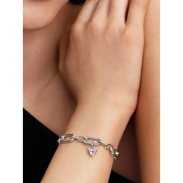 PANDORA ME Geflügeltes Herz Mini-Charm-Anhänger, Sterling Silber mit orchideenfarbenem Kristall, kompatibel mit ME und Moments, 793626C02 – Bild 2