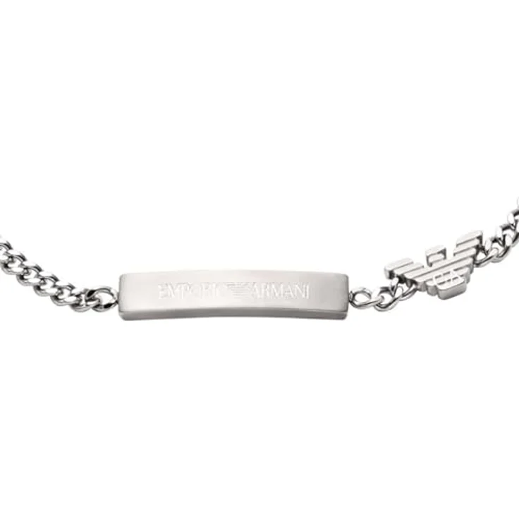 Emporio Armani Herren Armband EGS3310040, Silberfarbener Edelstahl mit mattem und glänzendem Finish, 185 mm Länge, Karabinerverschluss – Bild 2