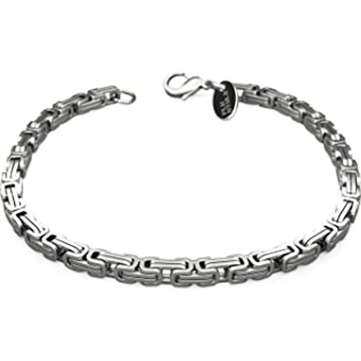 Fly Style Byzantiner Königskette Armband Herren, poliertes Edelstahlarmband in Silber, 5mm breit, 19cm lang – Bild 1