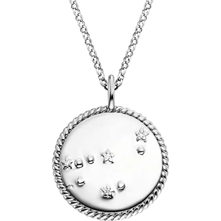 Engelsrufer Damen Halskette, Sterling Silber mit Sternzeichen Steinbock Anhänger und grünem Malachit, 4 Zirkonia Steine, 50cm verstellbar – Bild 2
