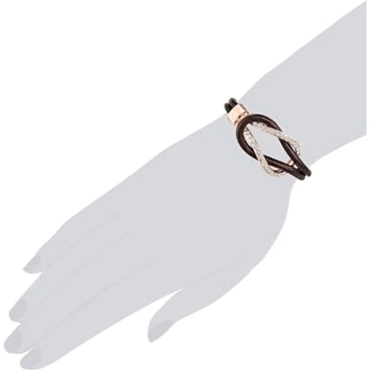 Lulu & Jane Damen Armband aus Echtleder mit facettiertem Glas, roségold, Länge 19 cm, braun – Bild 3