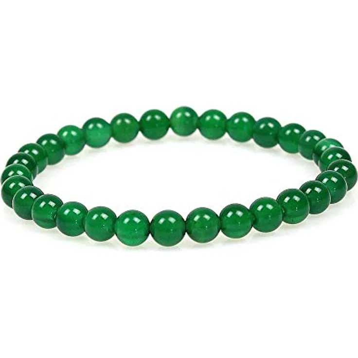 MJDCB Grüner Achat Perlenarmband, 6mm Chakra Steine, 100% Naturstein, elastisch, 7,5 Zoll Länge