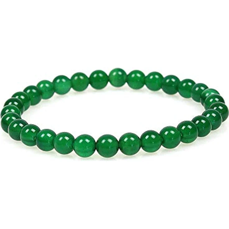 MJDCB Grüner Achat Perlenarmband, 6mm Chakra Steine, 100% Naturstein, elastisch, 7,5 Zoll Länge – Bild 1
