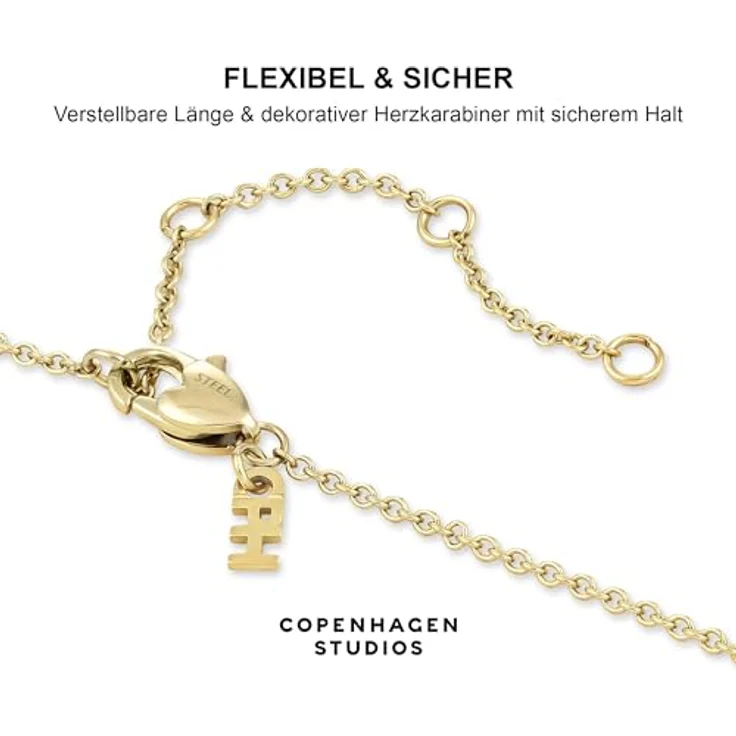 COPENHAGEN STUDIOS Bracelet Balloon Hearts, filigranes goldenes Damenarmband mit Herzanhänger, 14K vergoldet, verstellbare Länge 17-20 cm, wasserfest, hautfreundlich – Bild 4