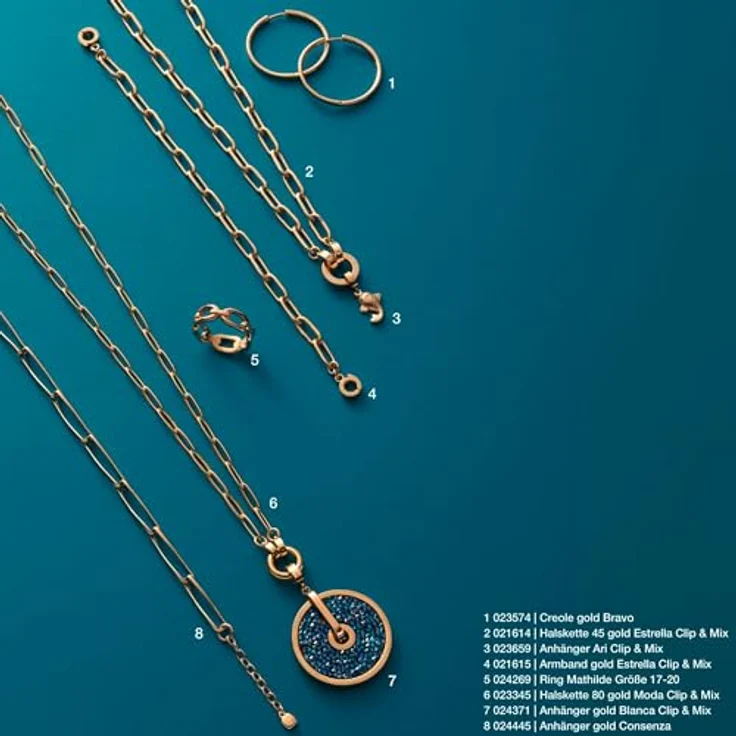 JEWELS BY LEONARDO Anhänger Clip & Mix Blanca, Ketten-Anhänger aus goldfarbenem Edelstahl mit irisierenden Glaskristallen in Dunkelblau und Schwarz, 5 x 3,3 x 0,8 cm – Bild 5