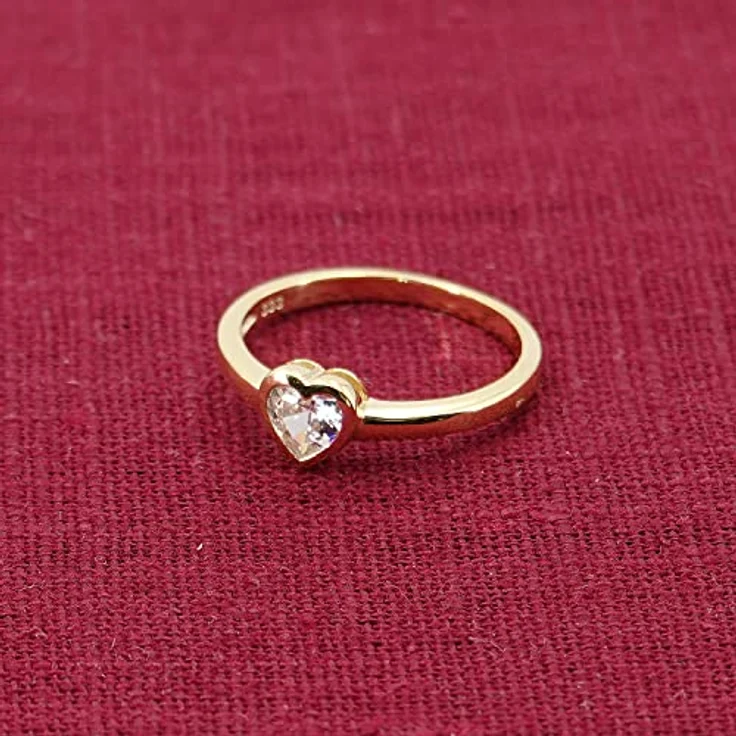 trendor Damenring Gold 333/8K, Verlobungsring mit Zirkonia Herzschliff, Ringgröße 52/16,6 – Bild 3