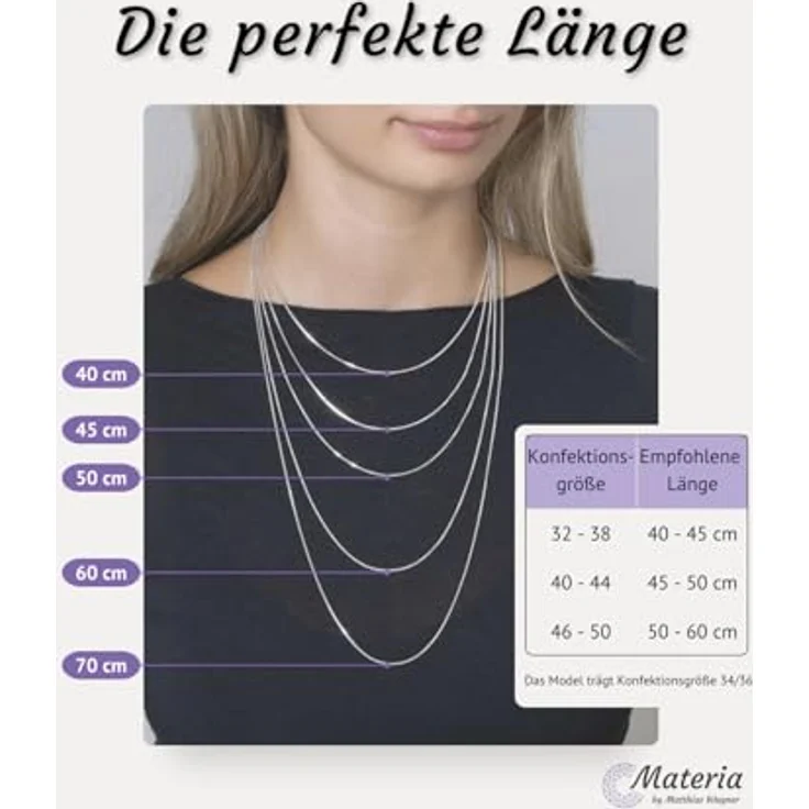 Materia Venezianerkette Silber 925, diamantiert, 1mm Damen-Halskette in 40 cm mit Anlaufschutz – Bild 3
