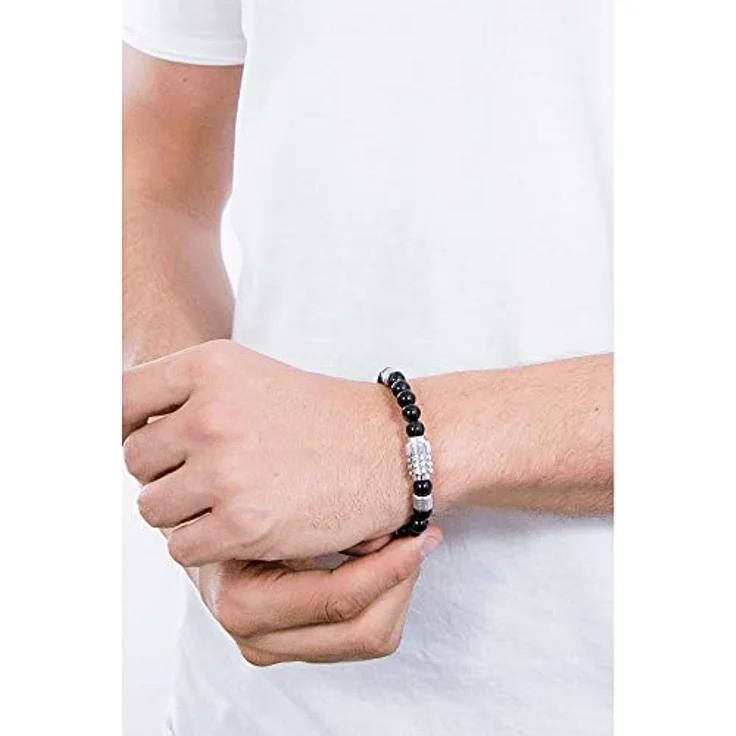 Diesel Herren Armband DX0847040, 22,5 cm Länge mit 5 cm Verlängerung, Schwarz, Edelstahlarmband mit Karabinerverschluss – Bild 4