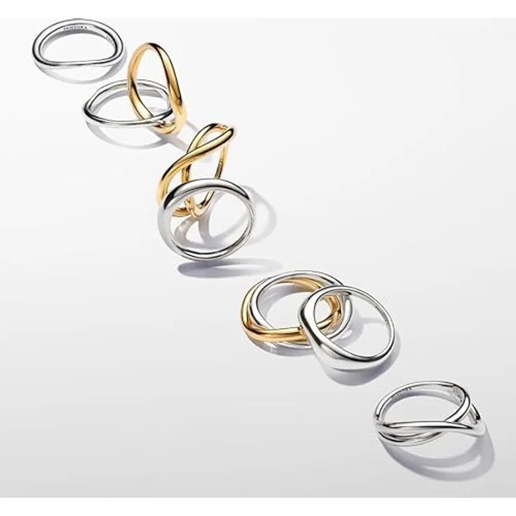 PANDORA Essence Organisch Geformter Bandring aus Sterling Silber, unregelmäßig gewölbte Oberfläche, Größe: 52, 193314C00-52 – Bild 4