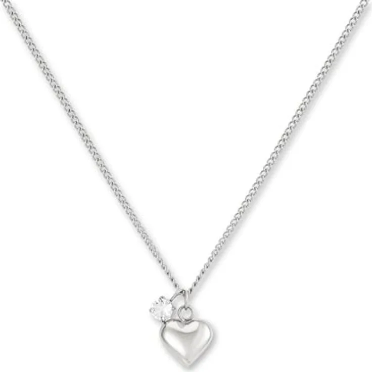 GD GOOD.designs Silberne Herzkette mit Zirkonia-Anhänger | Verstellbare Halskette aus 316L Edelstahl für Damen (42-47 cm)