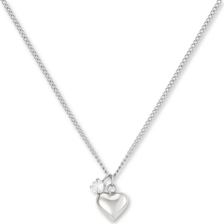 GD GOOD.designs Silberne Herzkette mit Zirkonia-Anhänger | Verstellbare Halskette aus 316L Edelstahl für Damen (42-47 cm) – Bild 1