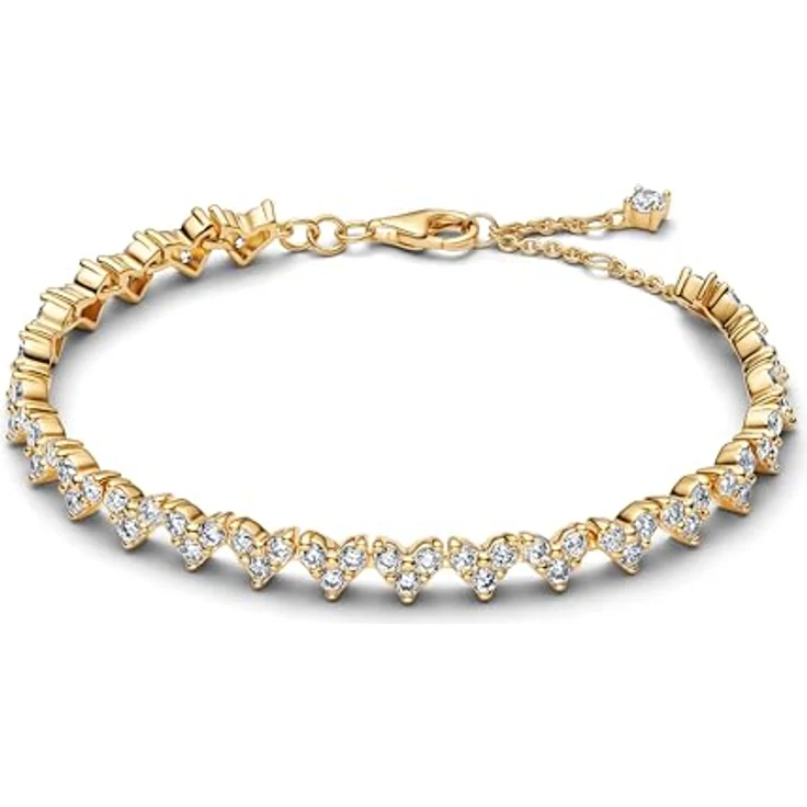 PANDORA Timeless Herz Armband, 14 Karat vergoldet mit drei Zirkonia Steinen, Größe: 18cm, 564390C01-18 – Bild 1