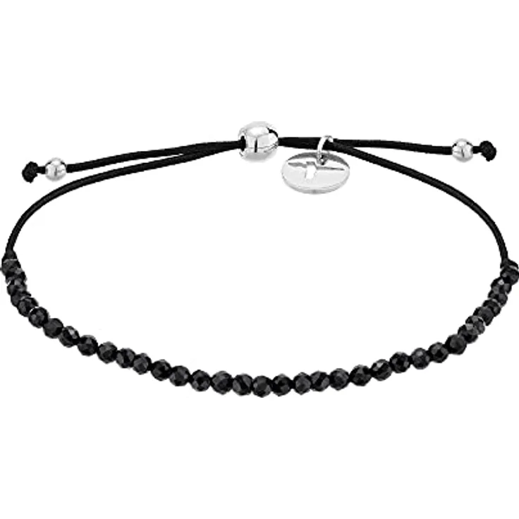 Tamaris Armband TJ-0125-B-17, Stoffarmband mit Onyx Beads, verstellbar, IP Black