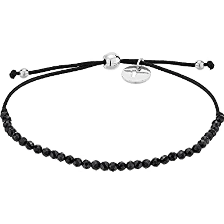 Tamaris Armband TJ-0125-B-17, Stoffarmband mit Onyx Beads, verstellbar, IP Black – Bild 1
