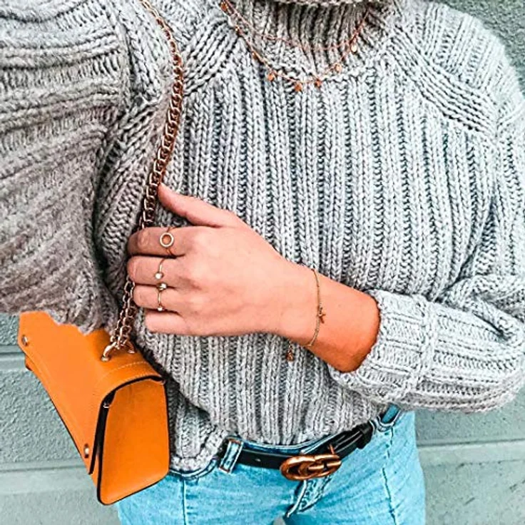 Happiness Boutique Damen Kreis Kette, Mehrreihige Halskette aus Edelstahl in 18K Rosegold, 41-42 cm mit Plättchen Anhängern, 100% anlaufgeschützt und wasserdicht – Bild 4