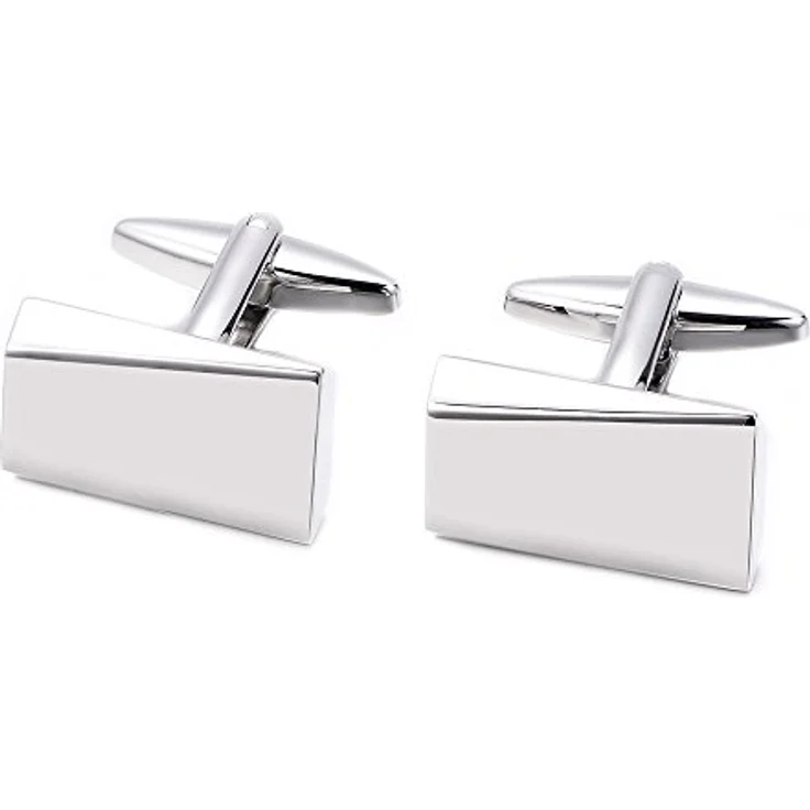 MERIT OCEAN Manschettenknöpfe Herren Silber, Edelstahl Cufflinks für Hemd, ideal für Hochzeit und Geburtstag, Valentinstagsgeschenk – Bild 2