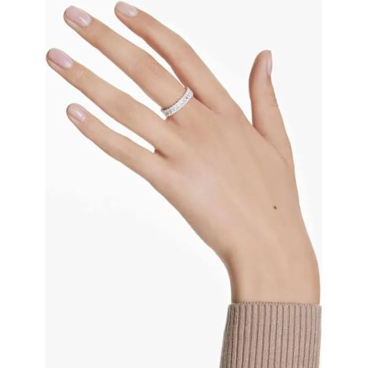 Swarovski Matrixring, Baguetteschliff, Damenring, weiß, silberfarben, SS26-Kollektion – Bild 5