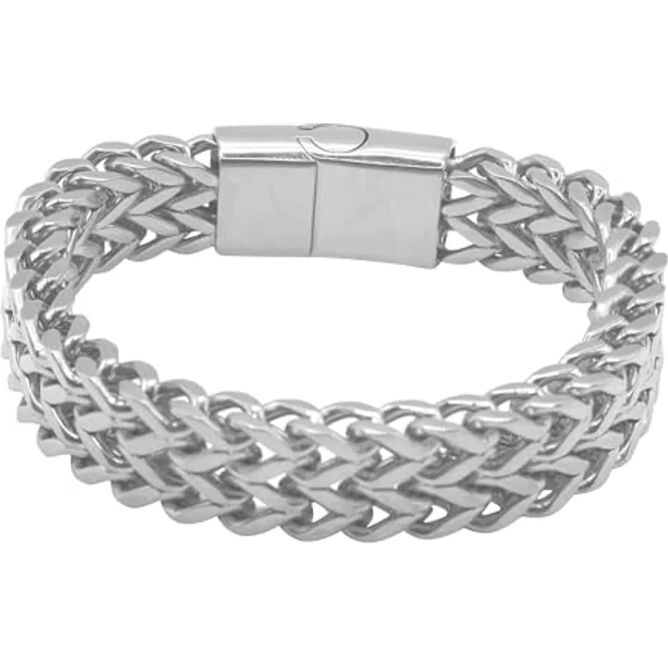 Heideman Panzer Armband Tra, Silberfarbenes Edelstahl-Gliederarmband für Damen, mehrreihig mit Magnetverschluss, hypoallergen und pflegeleicht