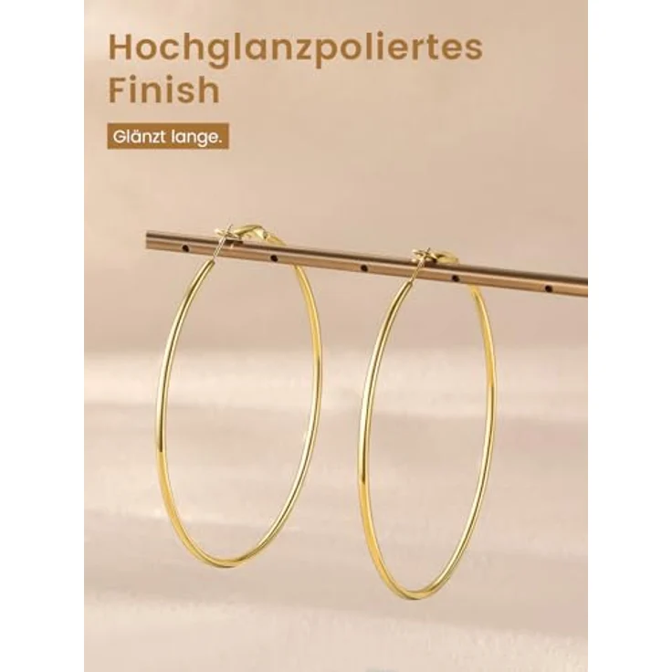 GoldChic Gold Creolen Ohrringe, 70MM Huggie Hoop aus Edelstahl, Hautfreundlich, Ideal als Geschenk für Damen – Bild 4