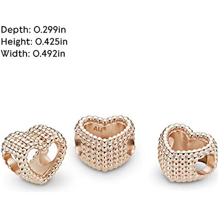 PANDORA offenes Metallperlen Herz Charm, roségold, 14 Karat rosévergoldete Metalllegierung, Moments Collection – Bild 5
