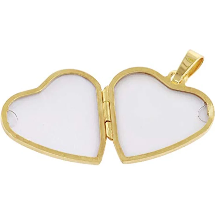 trendor Medaillon Herz mit Kette 925 Silber goldplattiert, 42 cm, eleganter Anhänger mit Platz für 2 Bilder, florale Prägung, Geschenkidee für Damen – Bild 3