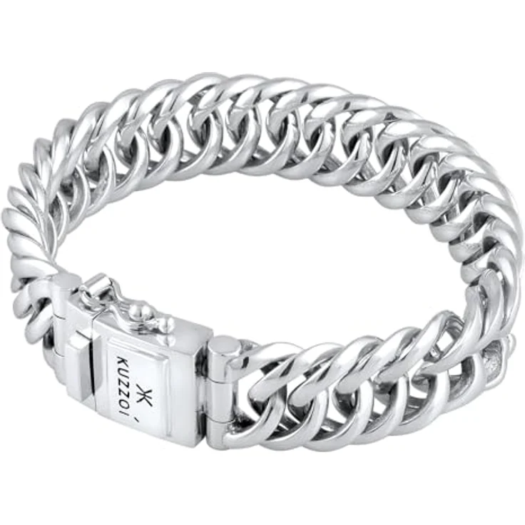 Kuzzoi Buddha Panzer Armband aus 925er Sterling Silber, massives Herrenarmband (16 mm) mit Kastenschloss, Länge 21 cm – Bild 2
