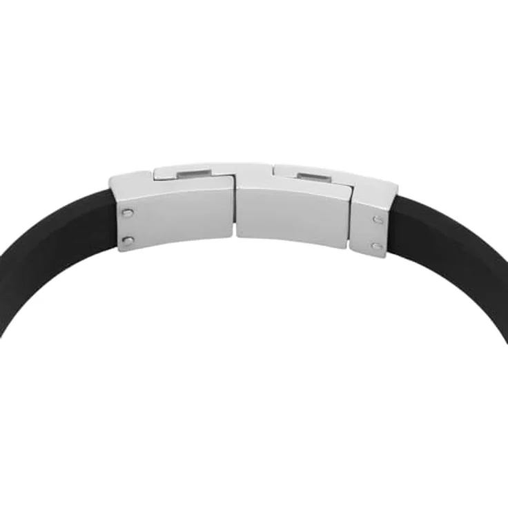 Emporio Armani Herrenarmband aus Leder und Edelstahl, Karabiner-, Schieber- oder Druckknopfverschluss, Holzkohle Schwarz – Bild 5