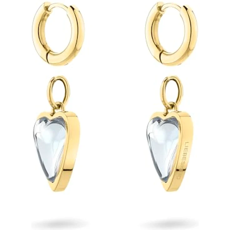 Liebeskind Berlin LJ-1702-E-28, Damen Ohrringe aus Edelstahl in IP Gold, 2,8 cm mit Schanierverschluss – Bild 3