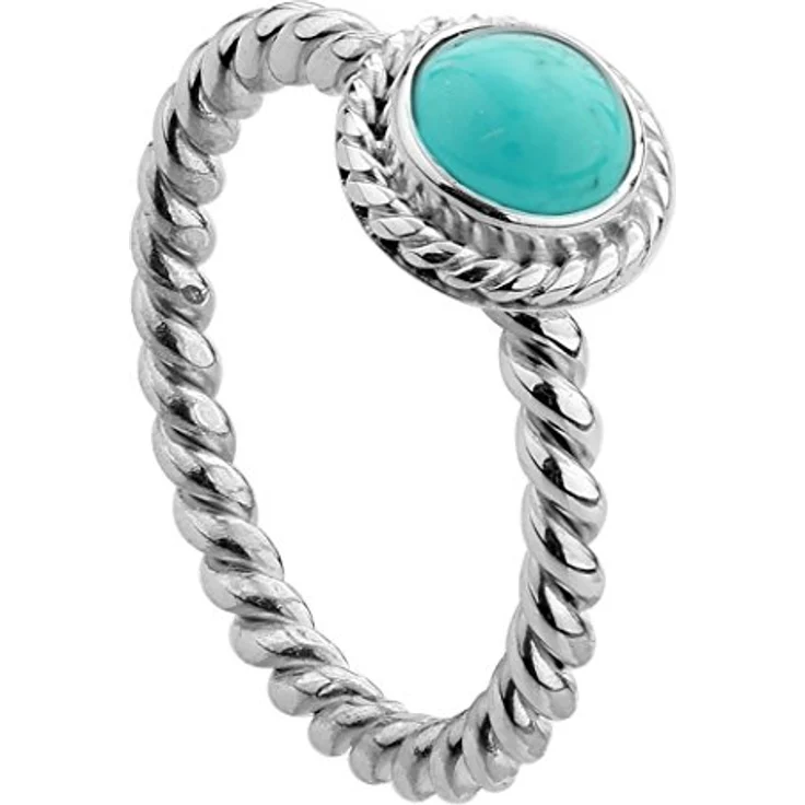 Nenalina Damenring Silber 925, eleganter Silberring mit 6 mm Türkis Edelstein (blau) – Bild 1