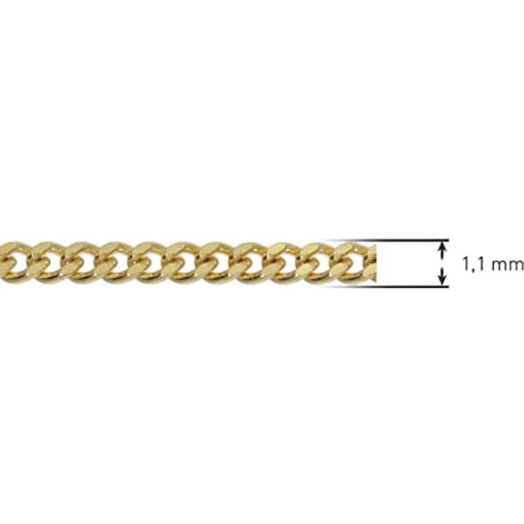 trendor Feine Panzerkette 14 Karat Gold 585, Breite 1,1 mm, 38 cm Halsschmuck für Damen und Herren, elegantes Design, Federring-Verschluss – Bild 4