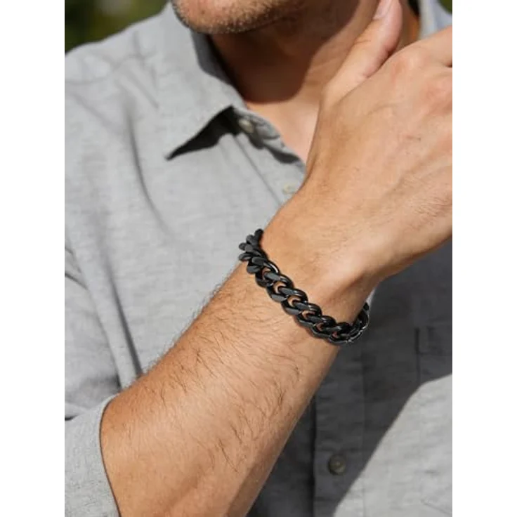 FindChic Herren-Armband, kubanische Armkette 12mm breit, 19cm Silber mit Geschenkbox, robust und elegant – Bild 2