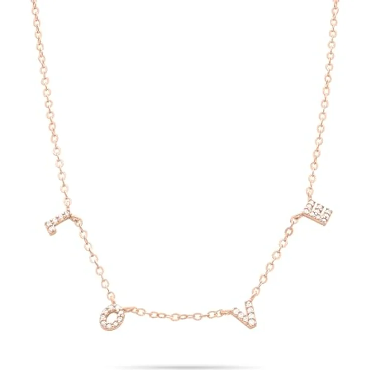 Tamaris Damen Halskette TJ-0700-N-45 aus 925 Silber in IP Roségold mit Zirkoniasteinen, 45 cm, "LOVE" Schriftzug – Bild 1