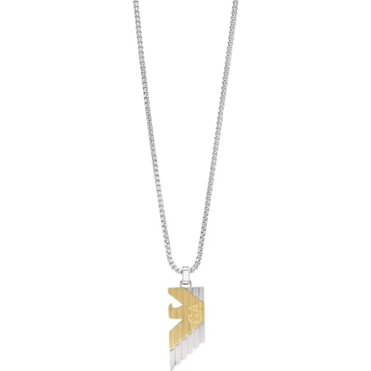 EMPORIO ARMANI Herrenkette Anhänger Edelstahl Bicolor, gebürstet mit Karabinerverschluss, EGS3073040 – Bild 1
