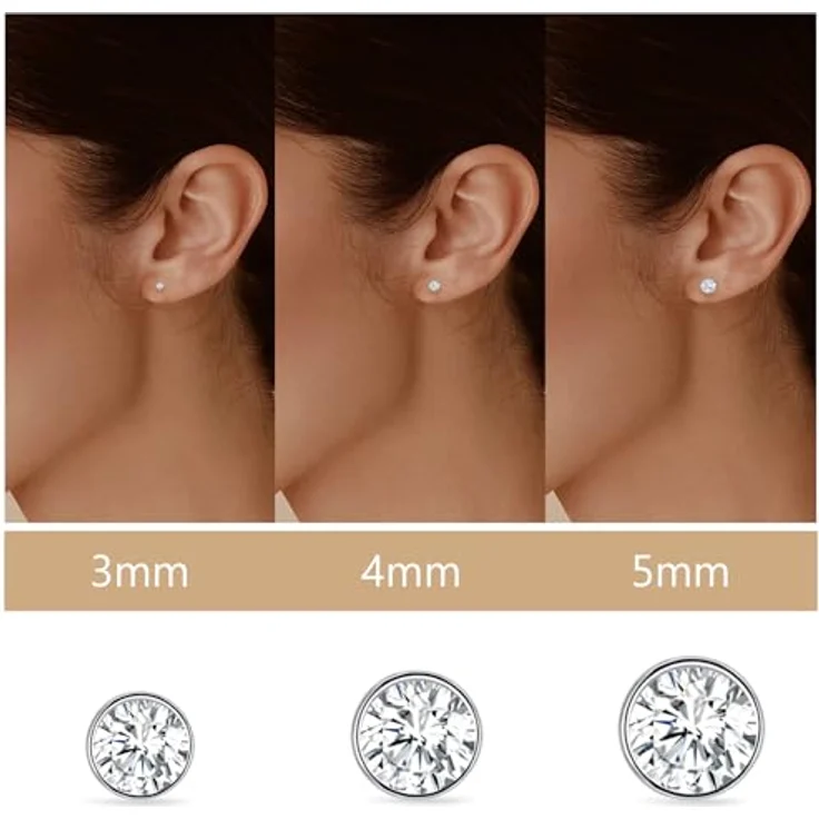 Limerencia G23 Reintitan Paar, hypoallergene Ohrringe mit 4mm kubischen Zirkonia und Schmetterling Verschluss, leicht und zeitlos für Damen und Mädchen – Bild 4