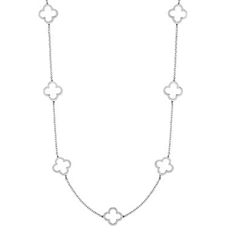 Heideman Halskette Elara Damen - aus hochwertigem Edelstahl - 80 cm lang mit Kleeblatt Ornamenten in Gold, Silber und Roségold - zeitlos und hypoallergen – Bild 1