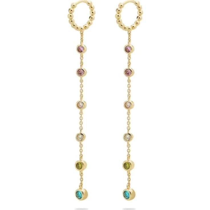 JETTE Damen-Ohrhänger 925er Silber mit recyceltem Zirkonia, Gelbgold 32029976